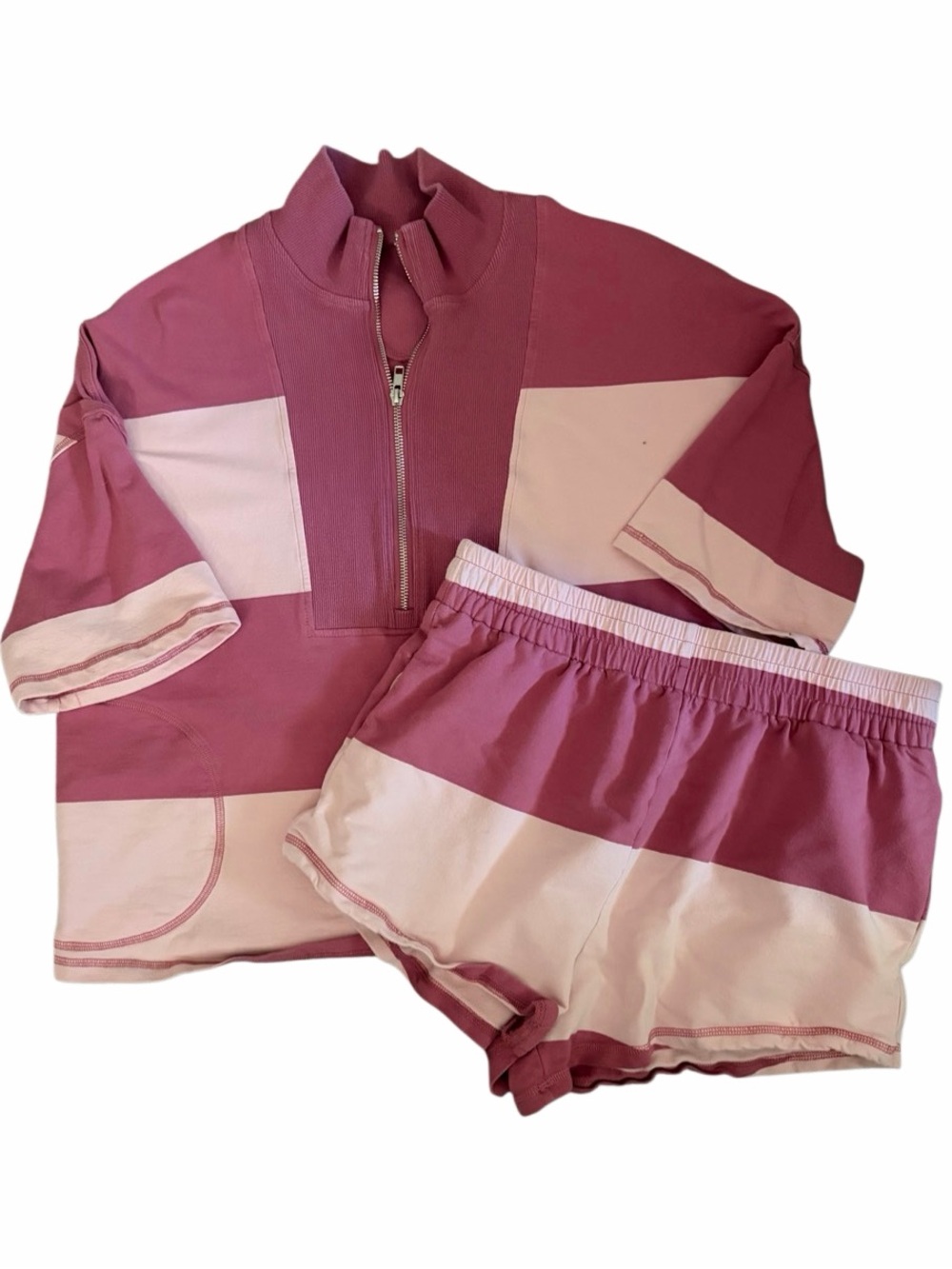 Two-Piece Pink Colorblock Lounge Set Medium